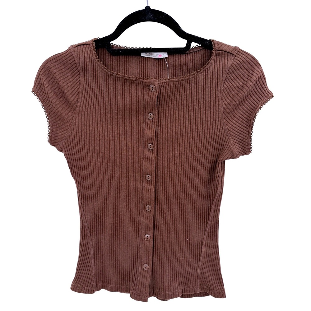 Free People Intimately Free Most Wanted Cardigan Button Up Sm Chocolate Brown